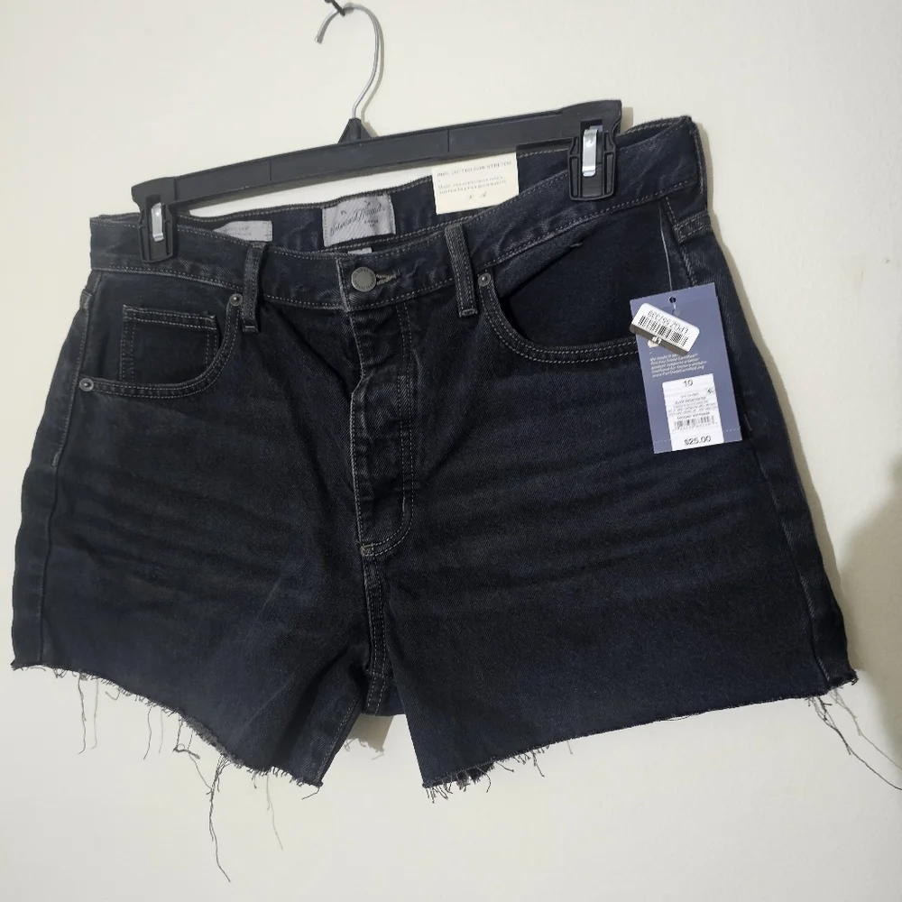 Universal Thread Women's Mid-Rise 90's Baggy Jean Shorts Black Wash Inseam 4
